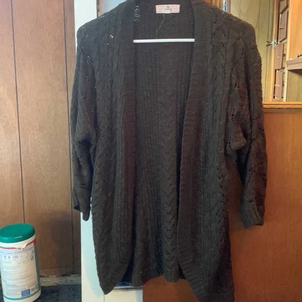 Army green cardigan
